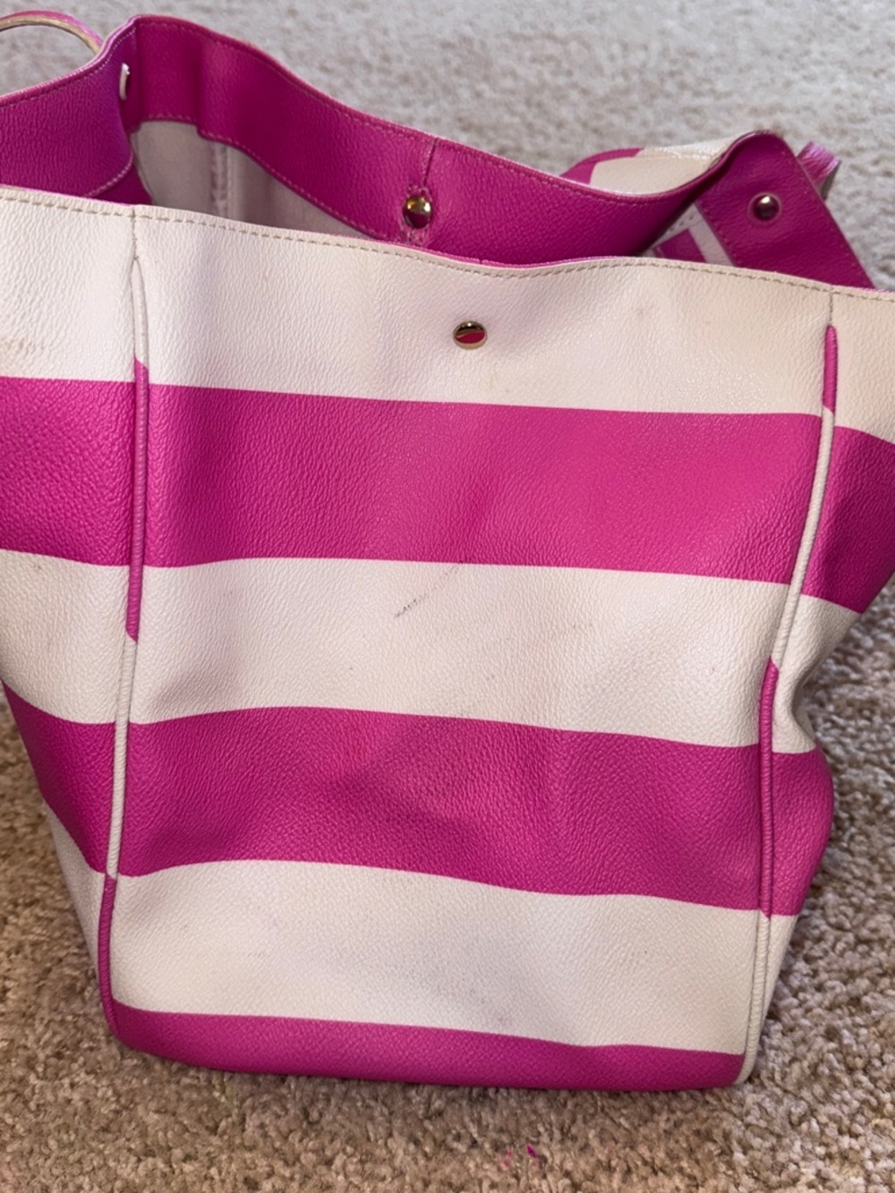 kate spade Pink and White Striped Leather Tote - Picture 3 of 8